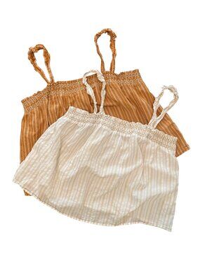Set of 2 Women's BANANA REPUBLIC Smocked Square Neck Striped Tank Tops Sz Large